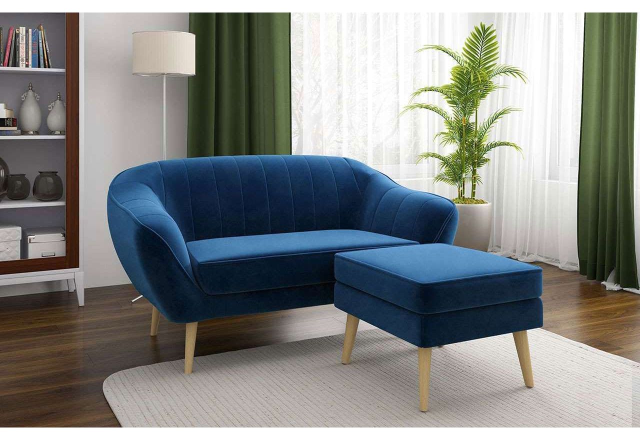 Sofa w skandynawskim stylu dwuosobowa z podnóżkiem i opcją wyboru tkaniny - ELI / Monolith 25099