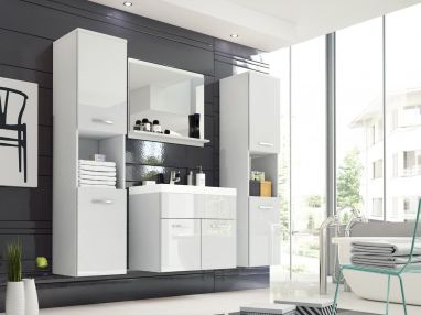 Modne meble łazienkowe - LETA XL Biały / Biały połysk