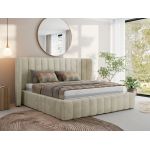 Łóżko tapicerowane GOLETTA CLASSIC 160x200 - materac piankowy - beżowy, welwet