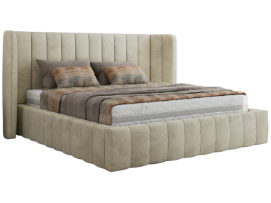 Łóżko tapicerowane GOLETTA CLASSIC 180x200 - materac piankowy - beżowy, welwet