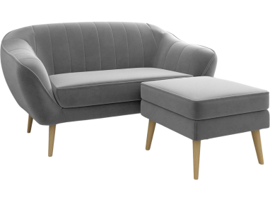 Dwuosobowa wygodna sofa z dostawianym podnóżkiem i opcją wyboru tkaniny - ELI / Monolith 25100