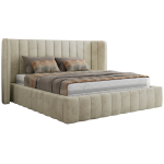 Łóżko tapicerowane GOLETTA CLASSIC 180x200 - materac multipocket - beżowy, welwet