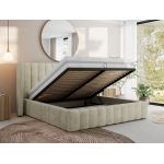 Łóżko tapicerowane GOLETTA CLASSIC 200x200 - materac multipocket - beżowy, welwet