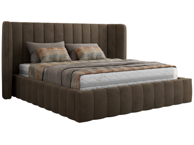 Łóżko tapicerowane GOLETTA CLASSIC 180x200 - materac pocket - brązowy, welwet