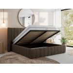 Łóżko tapicerowane GOLETTA CLASSIC 160x200 - materac multipocket - brązowy, welwet