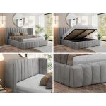 Łóżko tapicerowane GOLETTA CLASSIC 160x200 - materac piankowy - jasnoszary, welwet