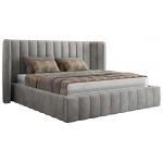 Łóżko tapicerowane GOLETTA CLASSIC 180x200 - materac piankowy - jasnoszary, welwet