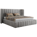 Łóżko tapicerowane GOLETTA CLASSIC 200x200 - materac pocket - jasnoszary, welwet