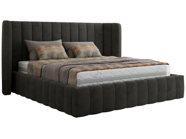 Łóżko tapicerowane GOLETTA CLASSIC 180x200 - materac piankowy - ciemnoszary, welwet