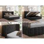 Łóżko tapicerowane GOLETTA CLASSIC 200x200 - materac piankowy - ciemnoszary, welwet