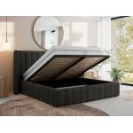 Łóżko tapicerowane GOLETTA CLASSIC 140x200 - materac pocket - ciemnoszary, welwet