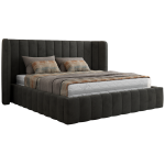 Łóżko tapicerowane GOLETTA CLASSIC 140x200 - materac multipocket - ciemnoszary, welwet
