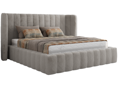 Łóżko tapicerowane GOLETTA CLASSIC 180x200 - materac pocket - jasnoszary, plusz