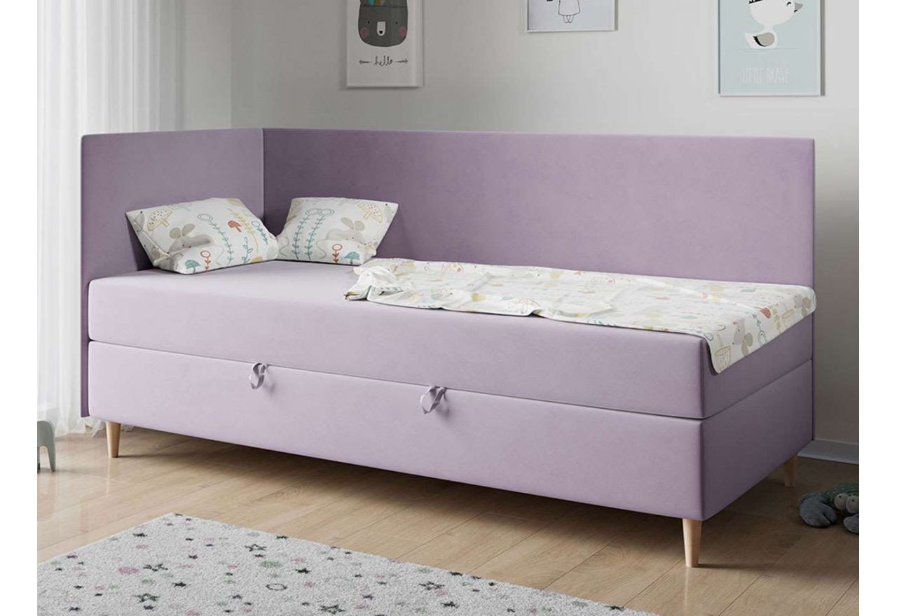 Designerskie łóżko pojedyncze, kontynentalne z wygodnym materacem i pojemnikiem - ZUZA 3 Magic Velvet 2249