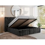 Łóżko tapicerowane GOLETTA CLASSIC 180x200 - materac piankowy - ciemnoszary, plusz