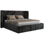 Łóżko tapicerowane GOLETTA CLASSIC 180x200 - materac pocket - ciemnoszary, plusz