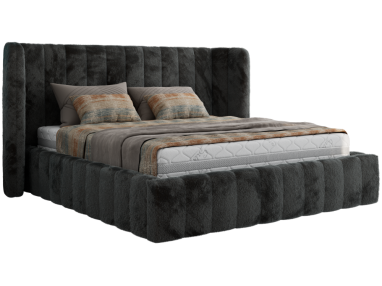Łóżko tapicerowane GOLETTA CLASSIC 200x200 - materac multipocket - ciemnoszary, plusz