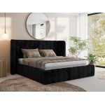 Łóżko tapicerowane GOLETTA CLASSIC 180x200 - materac piankowy - czarny, plusz
