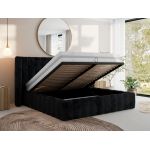 Łóżko tapicerowane GOLETTA CLASSIC 180x200 - materac piankowy - czarny, plusz