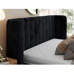 Łóżko tapicerowane GOLETTA CLASSIC 140x200 - materac pocket - czarny, plusz