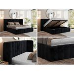 Łóżko tapicerowane GOLETTA CLASSIC 140x200 - materac pocket - czarny, plusz