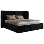 Łóżko tapicerowane GOLETTA CLASSIC 160x200 - materac pocket - czarny, plusz