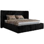 Łóżko tapicerowane GOLETTA CLASSIC 200x200 - materac pocket - czarny, plusz