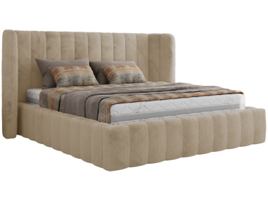 Łóżko tapicerowane GOLETTA CLASSIC 180x200 - materac piankowy - kremowy, plusz