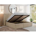 Łóżko tapicerowane GOLETTA CLASSIC 180x200 - materac pocket - kremowy, plusz