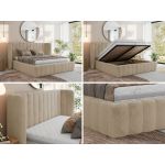 Łóżko tapicerowane GOLETTA CLASSIC 160x200 - materac multipocket - kremowy, plusz