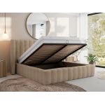 Łóżko tapicerowane GOLETTA CLASSIC 180x200 - materac piankowy - beżowy, plusz