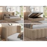 Łóżko tapicerowane GOLETTA CLASSIC 180x200 - materac piankowy - beżowy, plusz