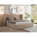 Łóżko tapicerowane GOLETTA CLASSIC 140x200 - materac pocket - beżowy, plusz