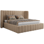 Łóżko tapicerowane GOLETTA CLASSIC 180x200 - materac pocket - beżowy, plusz