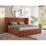 Łóżko tapicerowane GOLETTA CLASSIC 180x200 - materac piankowy - pomarańczowy, plusz