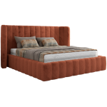 Łóżko tapicerowane GOLETTA CLASSIC 160x200 - materac pocket - pomarańczowy, plusz