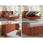 Łóżko tapicerowane GOLETTA CLASSIC 160x200 - materac multipocket - pomarańczowy, plusz