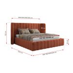 Łóżko tapicerowane GOLETTA CLASSIC 180x200 - materac multipocket - pomarańczowy, plusz