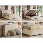 Łóżko tapicerowane LERIO CLASSIC 140x200 - materac piankowy - kremowy, struktura