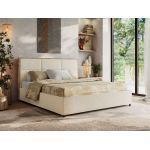 Łóżko tapicerowane LERIO CLASSIC 140x200 - materac multipocket - kremowy, struktura