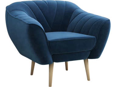 Modny fotel tapicerowany z przeszyciami w kształcie V na drewnianych nóżkach - MIA / Monolith 25099