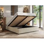 Łóżko tapicerowane LERIO CLASSIC 140x200 - materac piankowy - beżowy, struktura