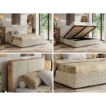 Łóżko tapicerowane LERIO CLASSIC 140x200 - materac pocket - beżowy, struktura
