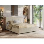 Łóżko tapicerowane LERIO CLASSIC 160x200 - materac pocket - beżowy, struktura