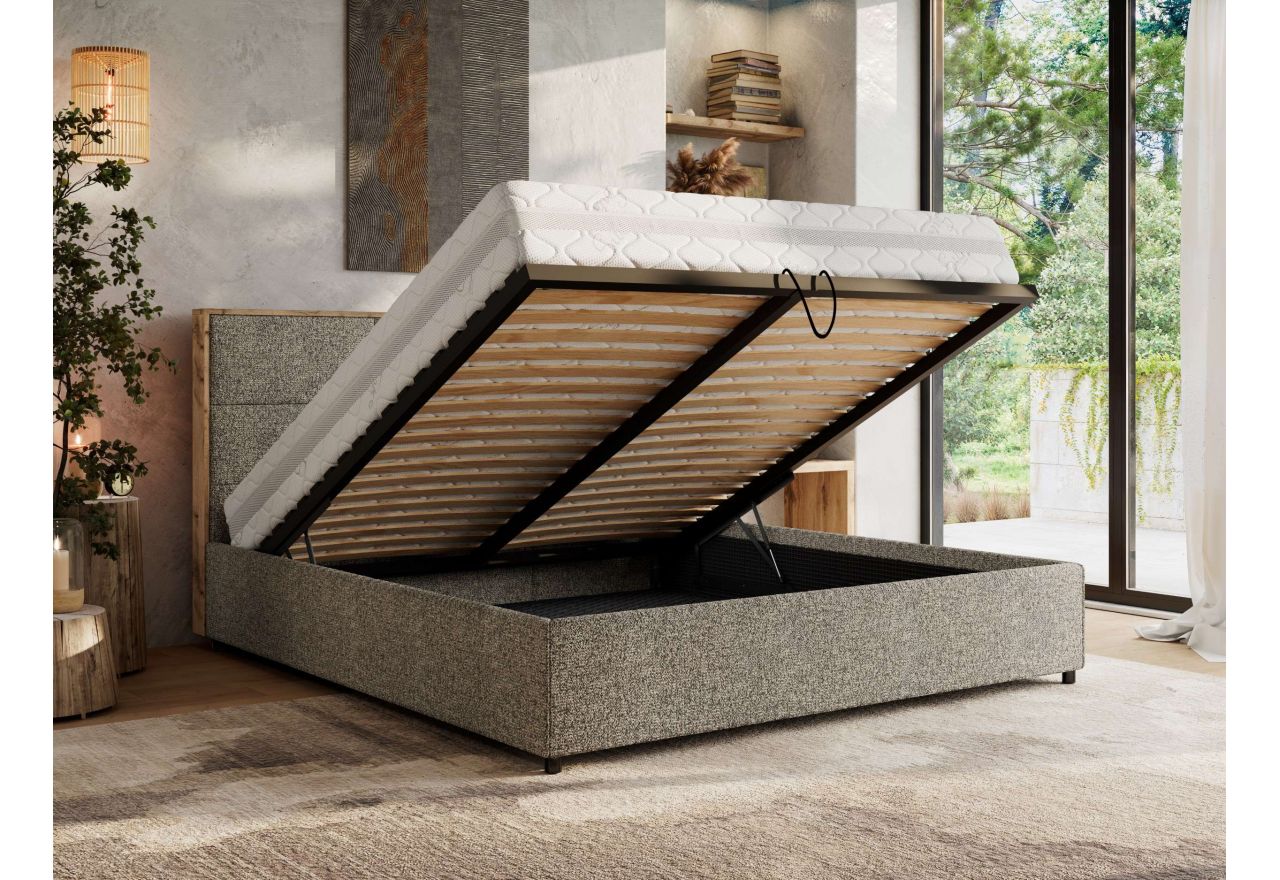 Łóżko tapicerowane LERIO CLASSIC 180x200 - szary, struktura