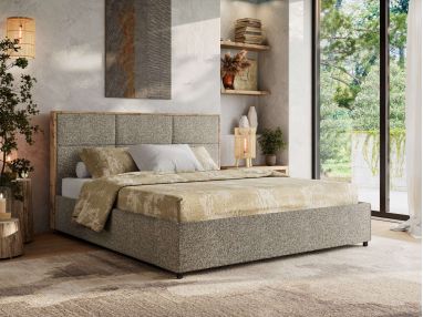 Łóżko tapicerowane LERIO CLASSIC 200x200 - materac piankowy - szary, struktura