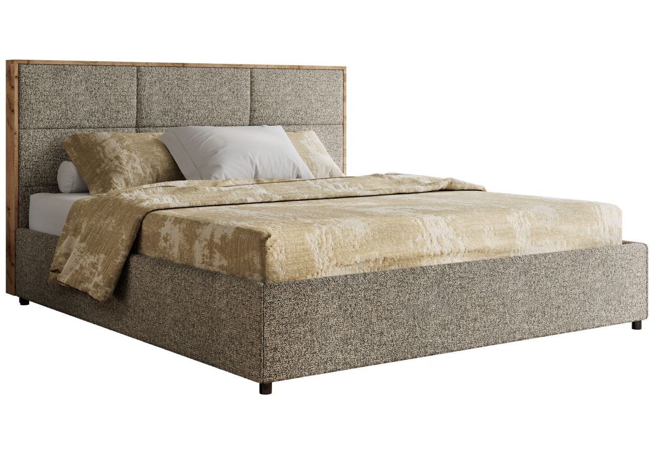 Łóżko tapicerowane LERIO CLASSIC 160x200 - materac pocket - szary, struktura