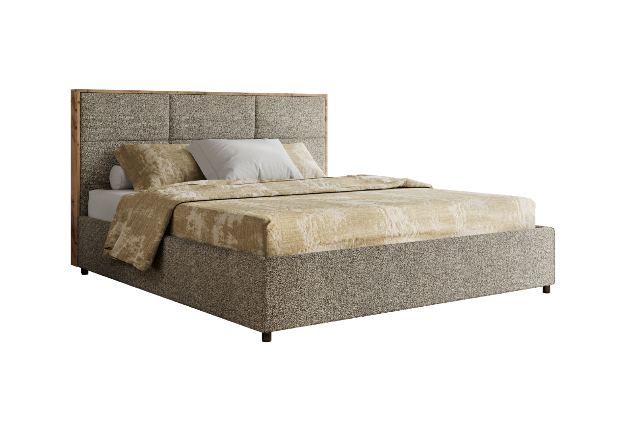 Łóżko tapicerowane LERIO CLASSIC 200x200 - materac pocket - szary, struktura