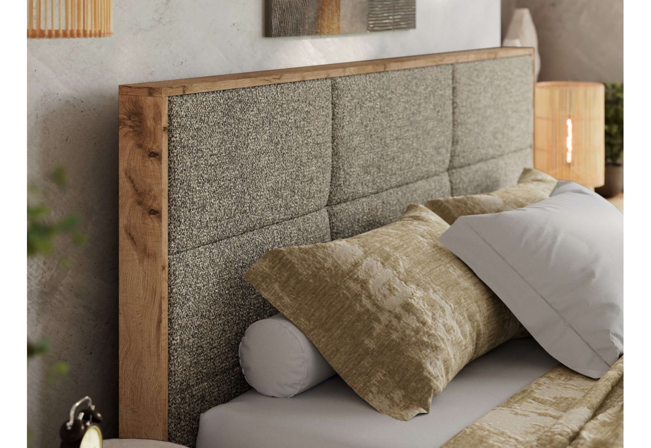 Łóżko tapicerowane LERIO CLASSIC 200x200 - materac pocket - szary, struktura