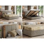 Łóżko tapicerowane LERIO CLASSIC 200x200 - materac pocket - szary, struktura